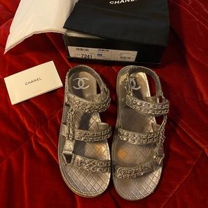 CHANEL Lambskin Chain Sandal